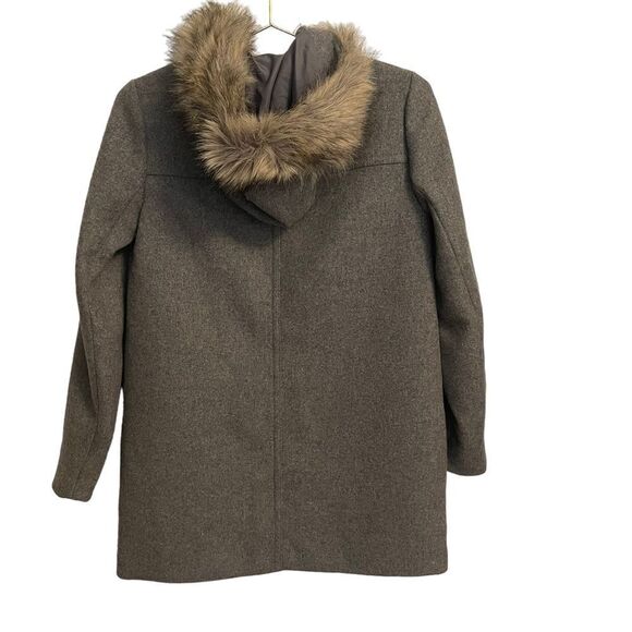 J. Crew Mercantile Vail Parka Hooded Fur Trim Dark Gray Wool Blend Coat New - Picture 7 of 9